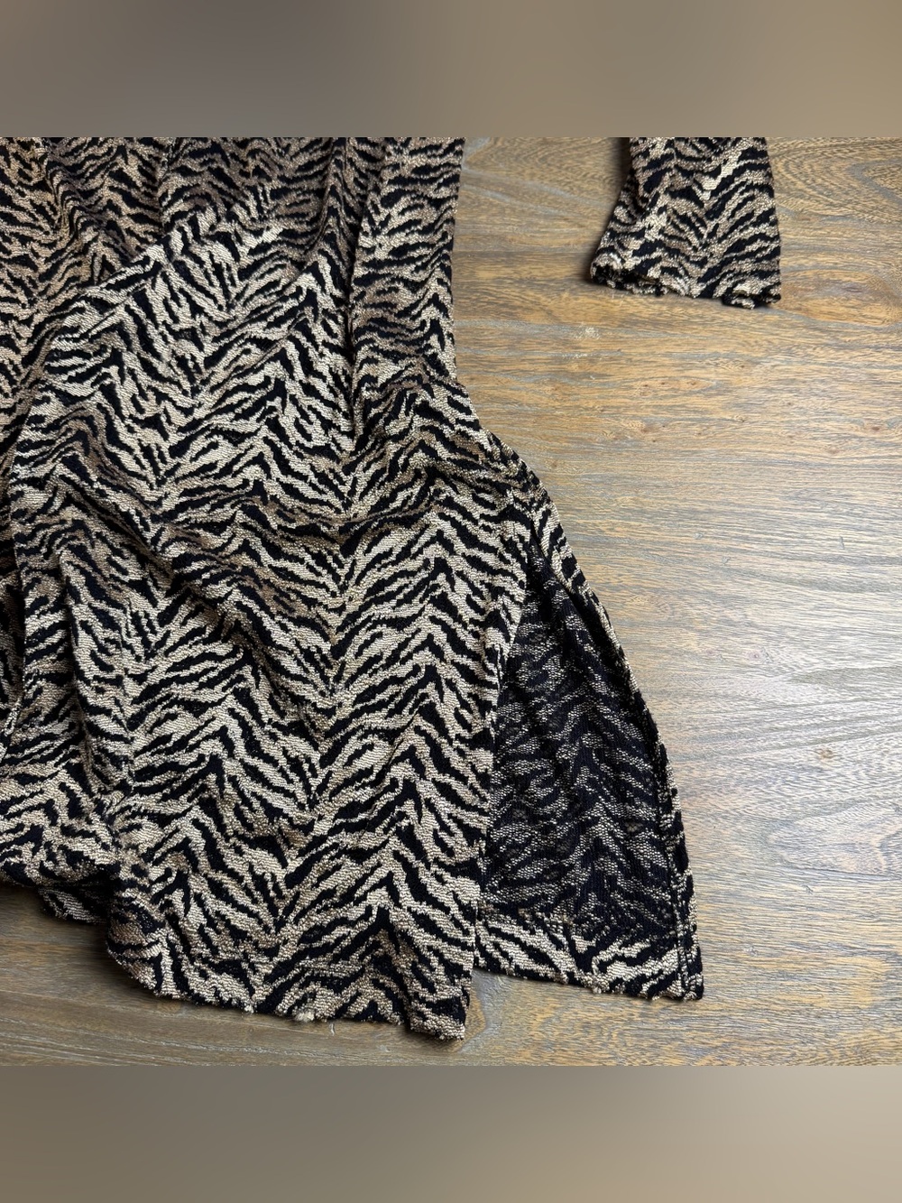 Chico's Metallic Black and Gold Animal Print Top - Picture 5 of 8